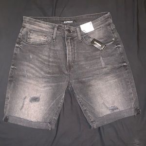 Distressed Black Denim Jean Shorts